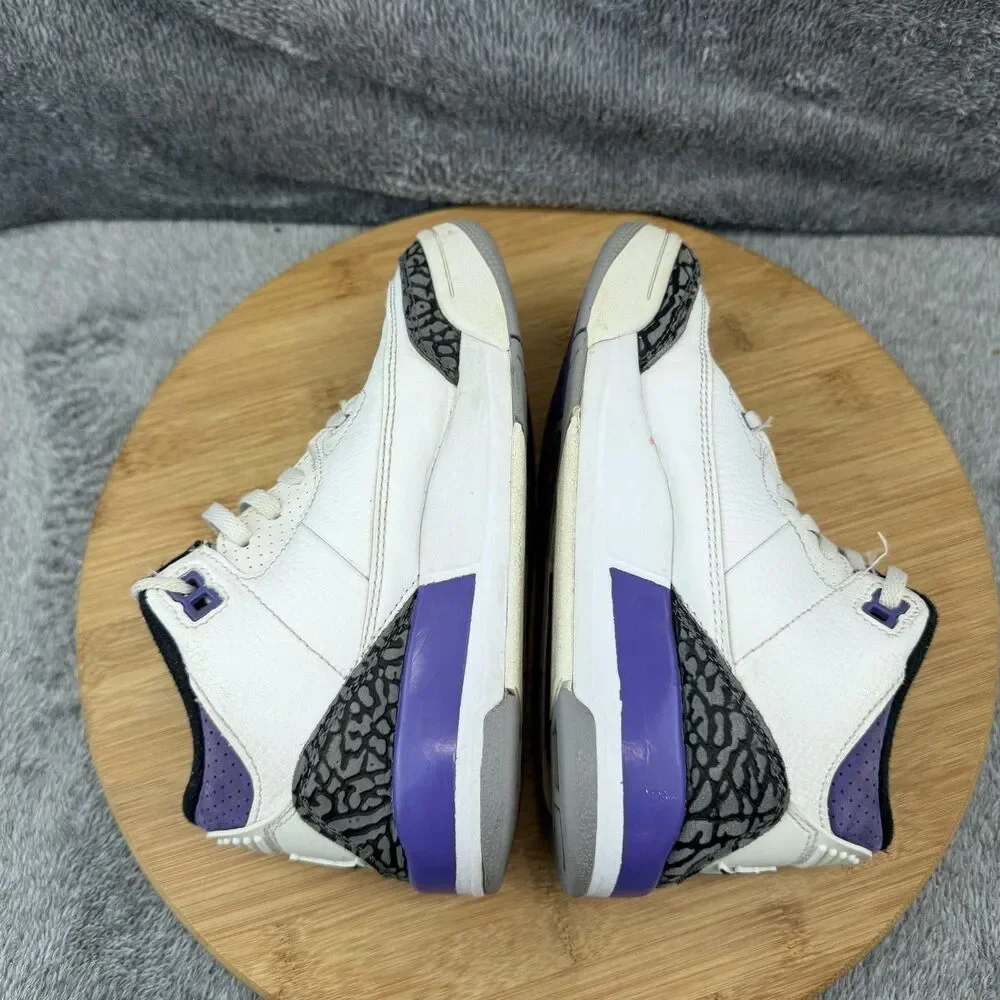 Nike Air Jordan 3 Retro Shoes Boys Size 1.5Y White Dark Iris Sneakers DM0966-105